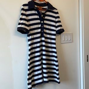 Tory Burch navy and white striped cotton jersey dress